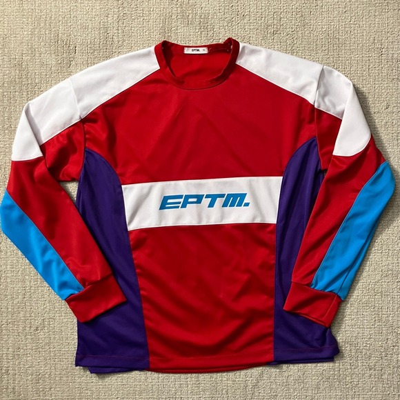 EPTM Color Block Long Sleeve Pullover Athletic Top Red White Blue XL‎ - Picture 1 of 3